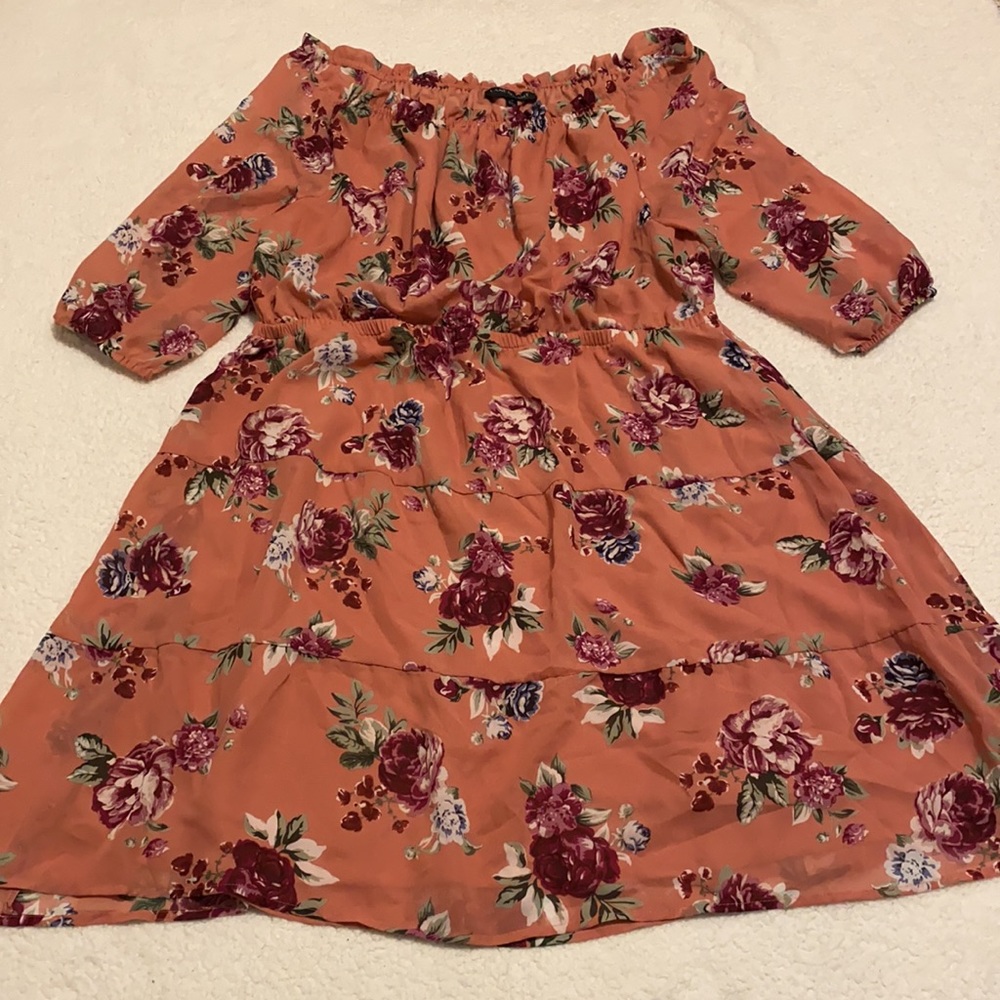 Lane Bryant pink floral off the shoulder flowy dress 18